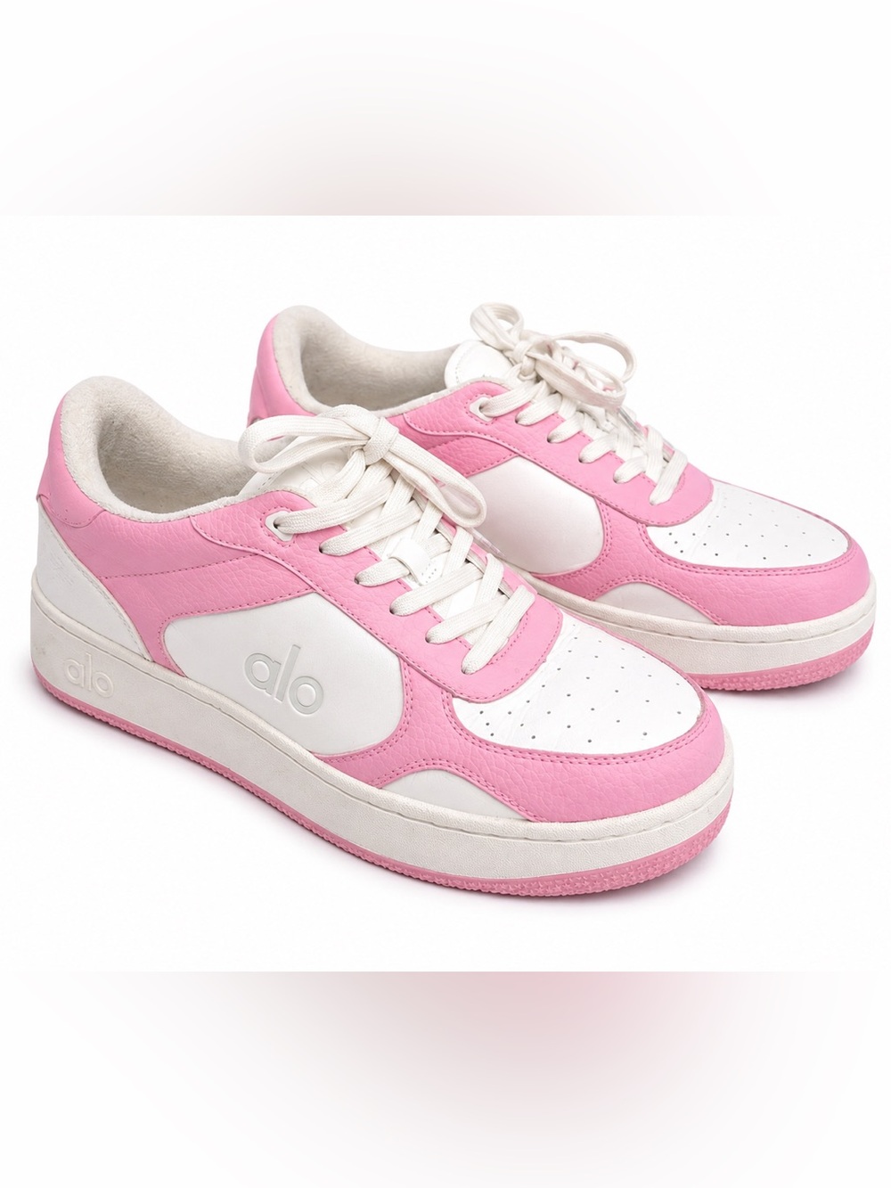ALO Yoga Women’s Recovery Mode Pink & White Low-Top Sneakers with Logo